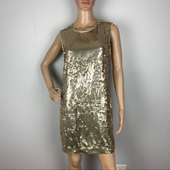 NEW ROBERT RODRIGUEZ GOLD SEQUIN MINI DRESS - Picture 2 of 5